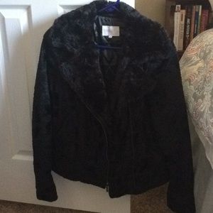 Black, faux fur jacket.